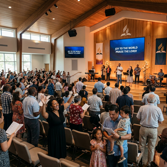 Igreja Adventista adorando